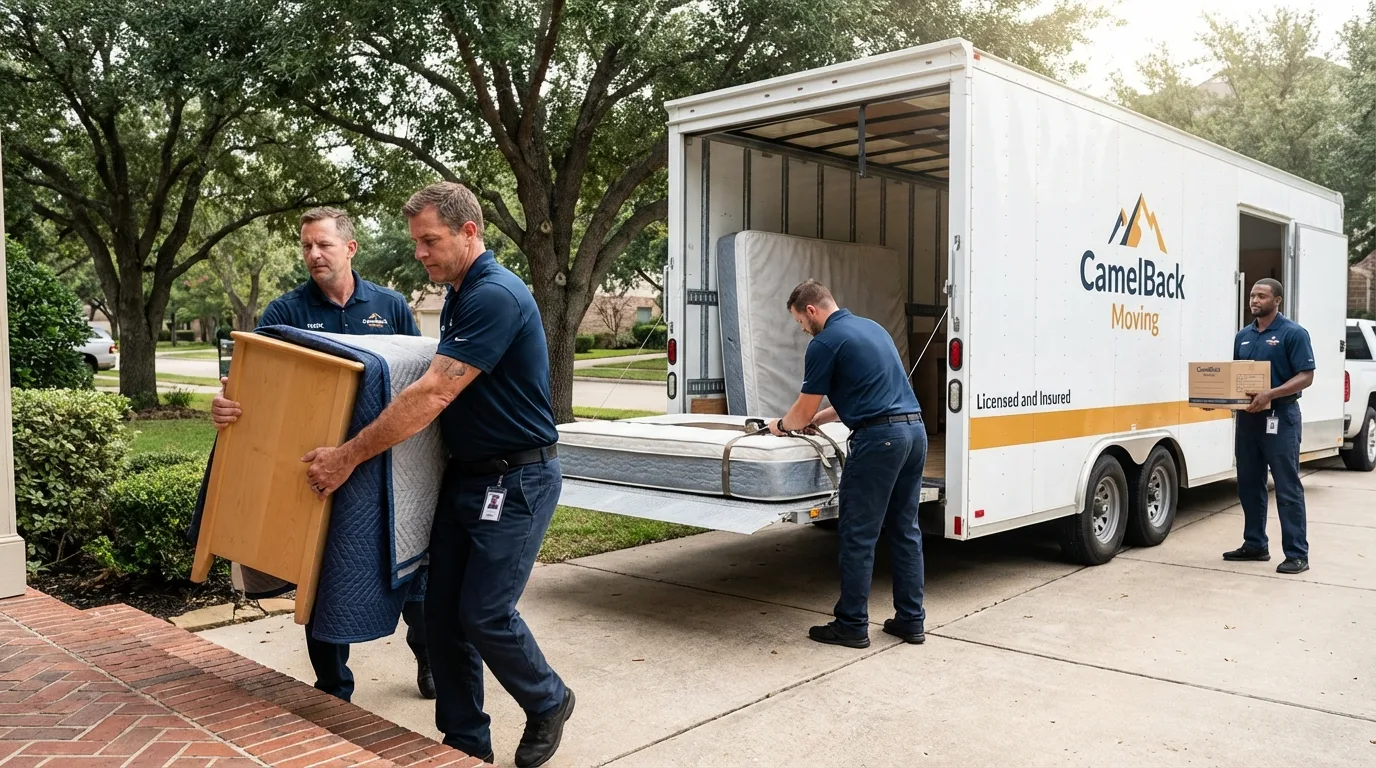 Crew loading residential truck for cross-state move from Howell, MI